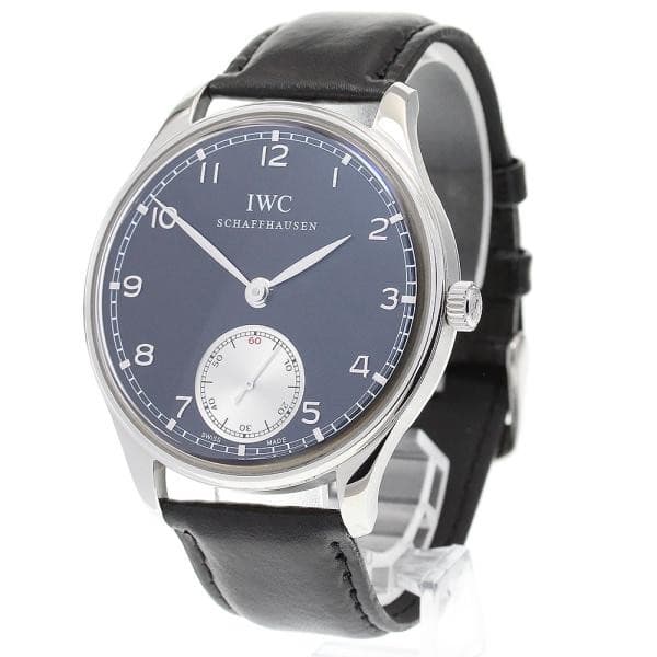 IWC PORTUGIESER IW545404 44mm SS Black Dial Hand-Wind Small Seconds #C278
