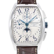 LONGINES Evidenza Chronograph L2.688.4 Moonphase 30m Silver SS Men Automatic