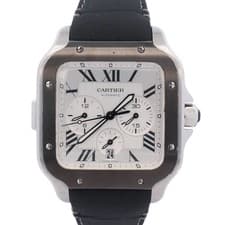 Cartier Santos Stainless Steel 43.3mm White Dial Watch Ref# WSSA0017