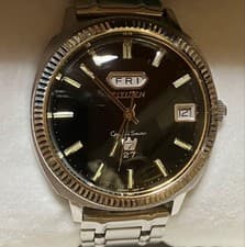 Citizen Crystal Seven Automatic 27 Jewels Mirror Black Dial 593384