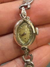 Vintage 14k White Gold Lady Hamilton Diamond Wrist Watch Working