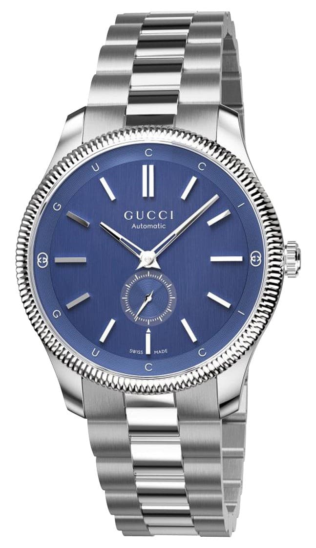 Gucci G-Timeless Automatic Stainless Steel Blue Dial Mens Watch YA126389