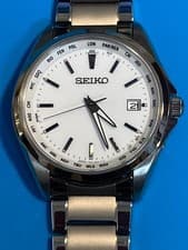 Seiko SBTM287 Solar Radio Wave White Dial Titanium Men's Watch Box Papers Japan