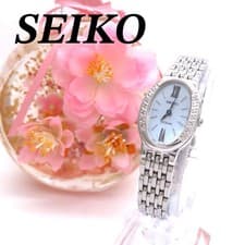 SEIKO Exceline 1F20-0BG0 Ladies Solar Watch Diamond Blue Shell Japan