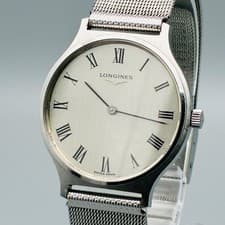 LONGINES Vintage Manual Silver Roman Dial Slim Watch