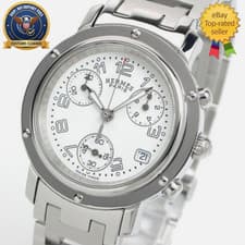 [ NEAR MINT w/Box ] HERMES CL1.310 Clipper Quartz White Dial 31mm Women's Watch
