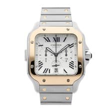 Cartier Santos De Cartier Chronograph Steel Gold Auto 44mm Watch W2SA0008