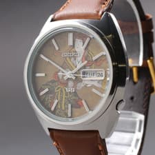 Vintage 1975y OH [N MINT] SEIKO 5 Actus SS 6108-8670 UKIYOE 38mm AT Men's Watch