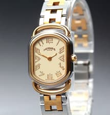 [Near MINT] HERMES Rally 20mm Ivory Dial Gold Quartz Women's Watch From JAPAN