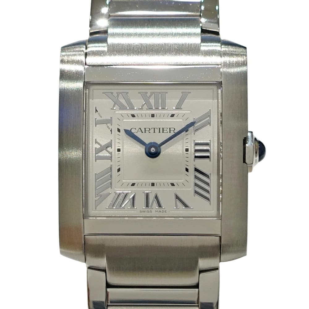 Cartier Tank Francaise Small SM WSTA0129 Quartz 25.7mm Box Papers Silver Women's