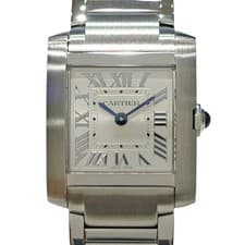 Cartier Tank Francaise Small SM WSTA0129 Quartz 25.7mm Box Papers Silver Women's