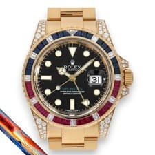 Rolex GMT Master II Diamond Bezel Diamond Sapphire Ruby 116758SARU Black