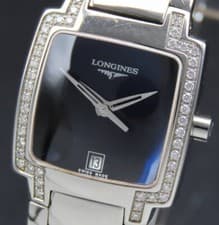 Longines Opposition L3.130.0 Ladies QZ Watch Blue Dial Diamond Bezel 0.44ct