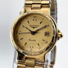 Longines Conquest Gold Watch Women's Quartz Stainless Steel Used Authentic