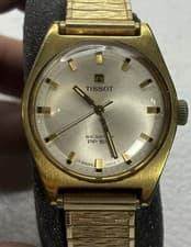 Vintage Tissot PR 516 Date Automatic Men's Watch 34mm Gold Band