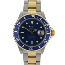 Rolex Submariner Date 16613 Blue 18k Yellow Gold & Steel 40mm Watch + B&P