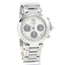 Serviced Cartier CARTIER Pasha C de Cartier 36MM Chronograph W31048M7 Boys Silve