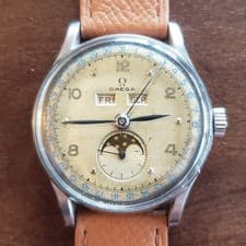 1947 Vintage Omega Cosmic Moonphase Triple Calendar Mechanical Watch Ref. 2471-1