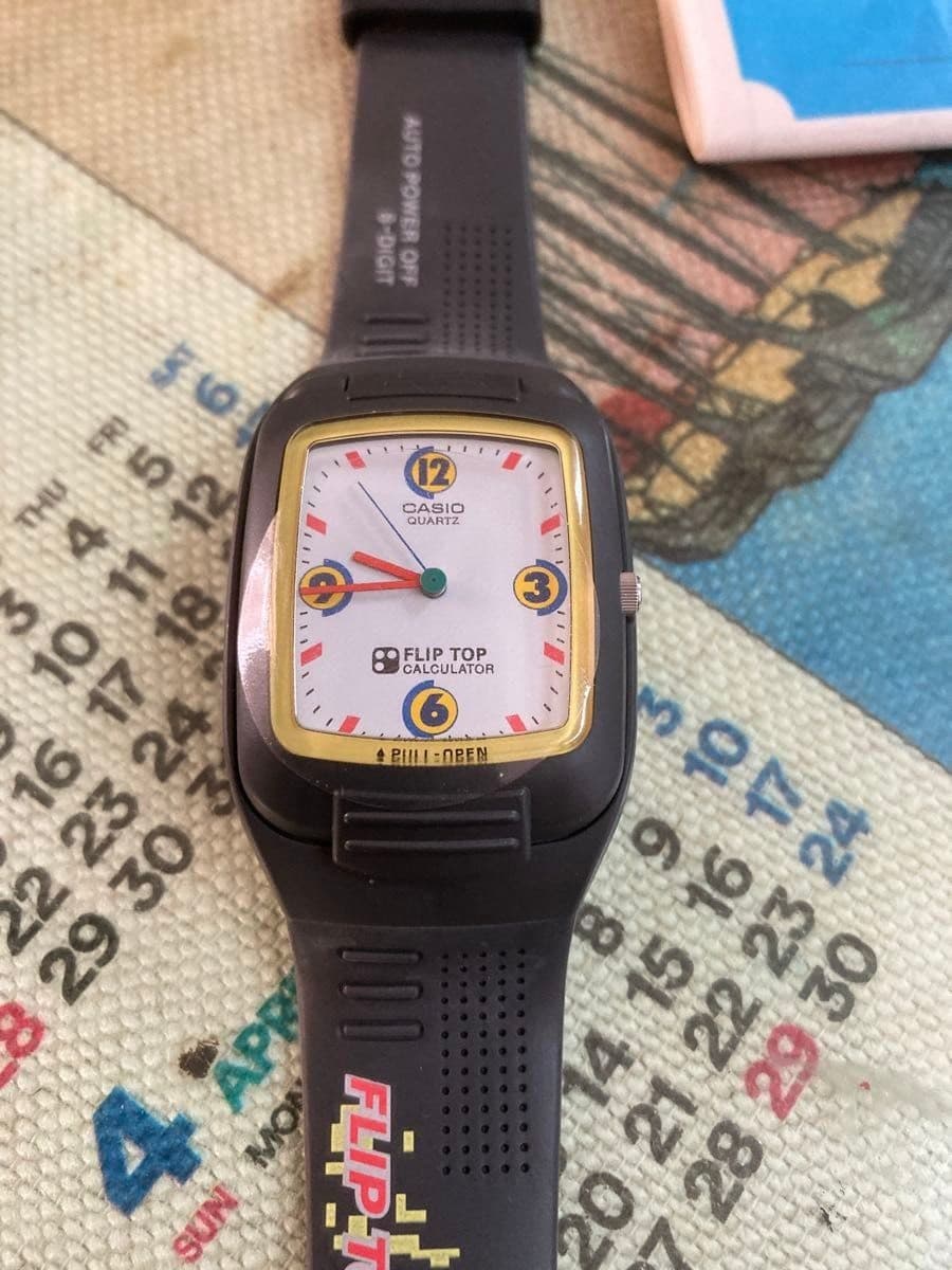 VTG Casio Flip Top Men's Watch Ftp-11 Databank 760 8-digit Calculator NEW RARE