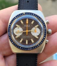 Vintage RIKA Chronograph Valjoux 7733 MANUAL Aquaspot Men’s 38mm Steel Swiss