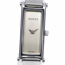 GUCCI watch 1500L stainless steel quartz analog display silver dial ladies
