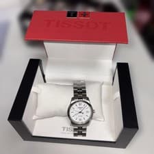 TISSOT PR 100 Wristwatch Silver Band White Dial Authentic Quartz Men