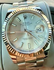 2023 Rolex DateJust 41mm Silver Dial 18K Fluted Stainless Oyster Watch 126334