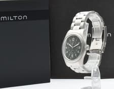 [NEAR MINT /Box] HAMILTON Khaki Field H682010 Green Date 38mm Quartz Men's Watch