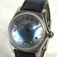 Corum Bubble Diamond Bezel 39.151.47 SS ｘ Leather Quartz Blue Round Women's