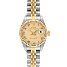 Rolex Datejust Champagne Roman Dial Steel Yellow Gold Ladies Watch 69173