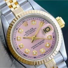 Rolex Datejust Two-Tone Pink Diamond Dial Fluted 14KY & Steel Jubilee Watch