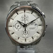 Tissot Couturier Chronograph Watch Men 45mm White Dial Steel Automatic Date Runs