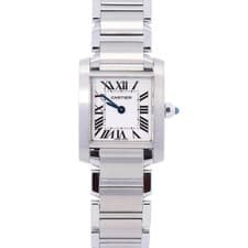 Cartier Tank Stainless Steel 20mm Ivory Dial Watch Ref# W51008Q3