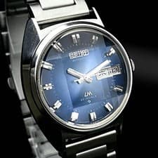 Seiko 5606-7231 Wristwatch Automatic Silver Blue Dial Stainless 36mm Mens
