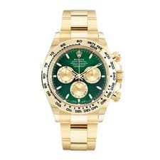 Rolex Daytona Watch 40MM Green Index Hour Markers Dial Yellow Gold