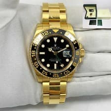 2010 Rolex GMT-Master II 116718LN 40MM Black Dial 18K Yellow Gold Box Paper