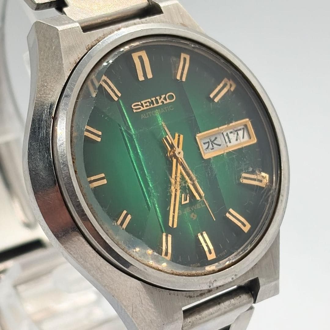 Rare 70s Seiko LOADMATIC 5606-7350 green dial
