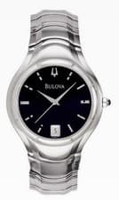 Bulova 96B97 Men's Round Black Dial Analog Date Stainless Steel Casual Watch