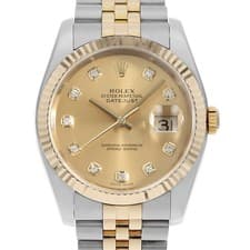 ROLEX Datejust 10P Diamond 116233G Champagne F Number second hand mens