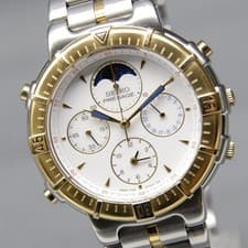 CLA'd N MINT Vtg SEIKO Presage 7T36-6A50 39mm Gold Alarm Moon Phase QZ Men Watch