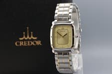 Boxed [Near MINT] SEIKO Credor 9571-5020 18KT Bezel Quartz Mens 27mm Watch JAPAN