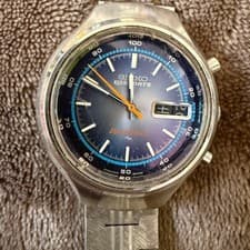 Seiko Speedtimer Automatic Watch Blue Dial 100m Water Resistant Used Tested Fro