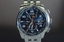 CITIZEN World Time H820-S087104 Eco-Drive Solar Atomic Radio Men's Watch Working