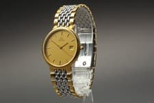 Vintage 1980s OMEGA De Ville Quartz Date Gold Dial Ref.396.1012 [Near Mint]