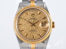NEW Tudor Prince Day-Date 18K Gold & SS 36mm Gold Linen Dial Watch 76213 w/ B&P