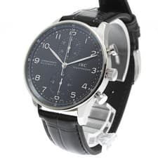 IWC SCHAFFHAUSEN PORTUGIESER IW371438 41mm SS Black Dial Chronograph #C248