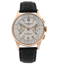 Chronographe Suisse 11318 Vintage 18k Rose Gold 64 Grams 38MM Men's Manual Wind