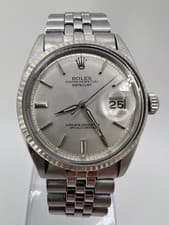 Vintage 1963 Rolex Oyster Datejust 1601 Stainless Steel 14K Gold Bezel Fluted