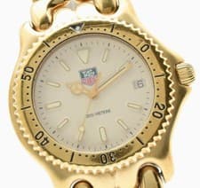 【NEAR MINT】TAG Heuer S/el S94.706M Ivory Dial Gold Men's Quartz Watch 37mm JAPAN
