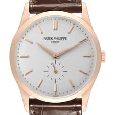 Patek Philippe Calatrava Rose Gold Silver Dial Mens Watch 5196 5196R